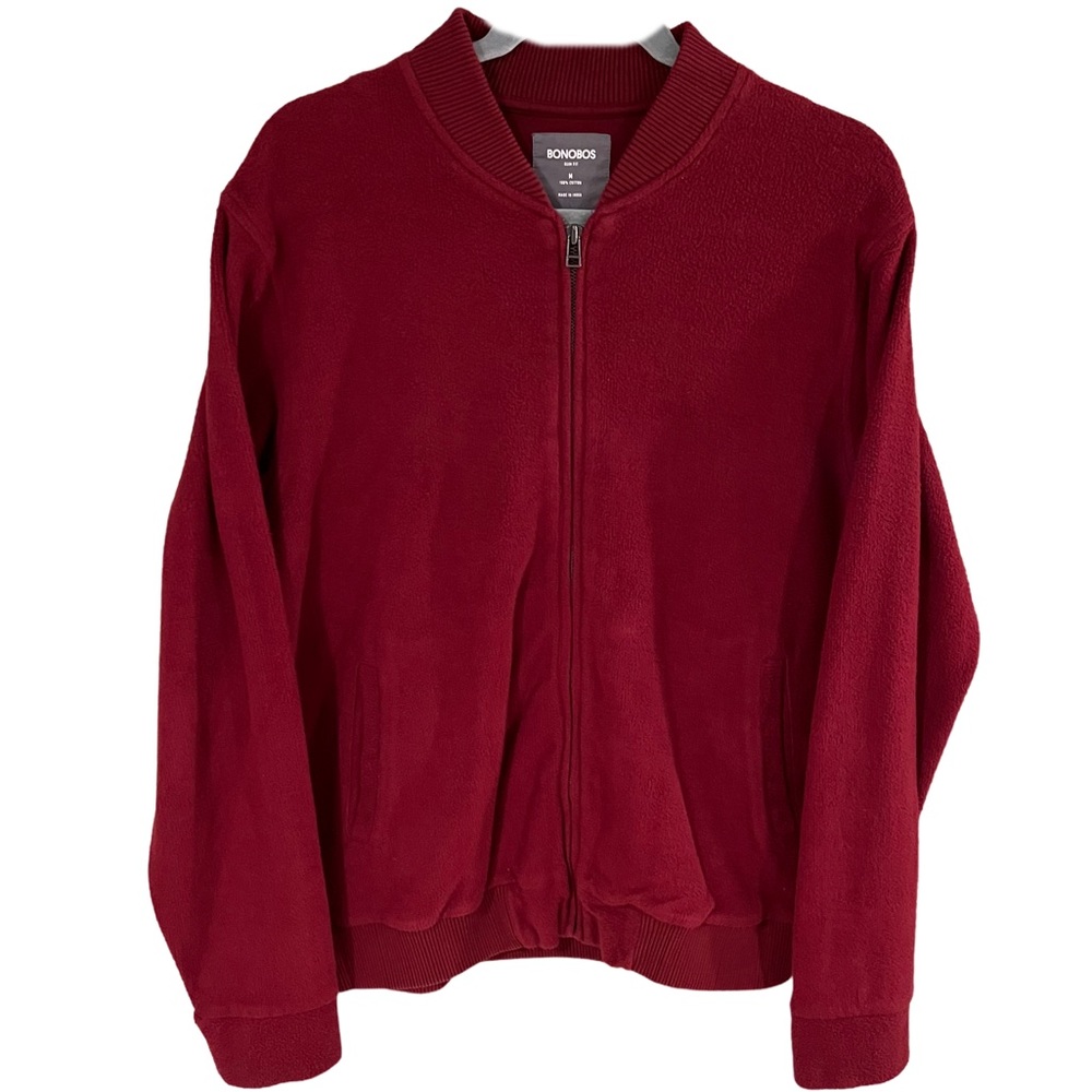 BONOBOS 100% Cotton Red Sweater Full-Zip M